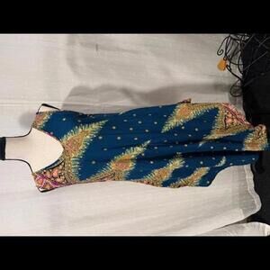 100% RAYON BOHO FEATHER UMBRELLA DRESS ASYMMETRICAL LOOSE FLOWY